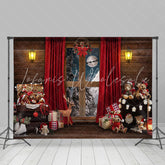 Lofaris Window Bear Moon Elk Christmas Photography Backdrop