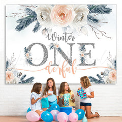 Lofaris Winert onederful Silver Glitter 1St Birthday Backdrop