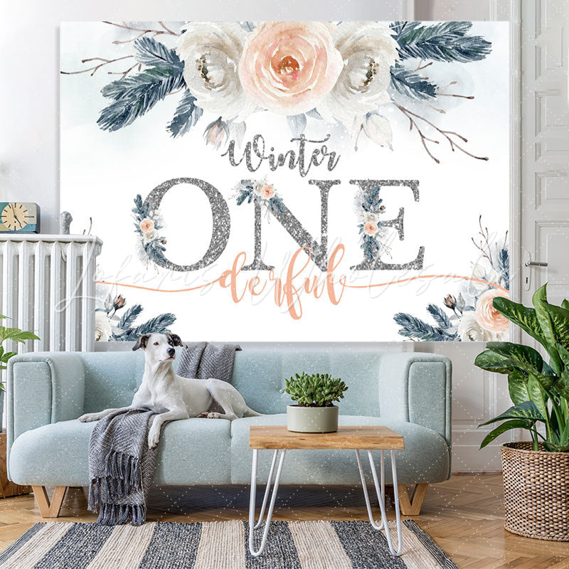Lofaris Winert onederful Silver Glitter 1St Birthday Backdrop
