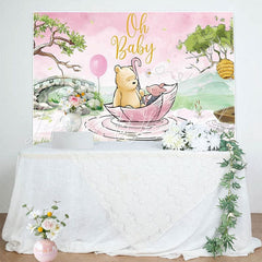 Winnie Bear Pooh Baby Shower Decorations Backdrop for Girls