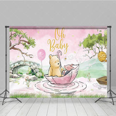 Winnie Bear Pooh Baby Shower Decorations Backdrop for Girls