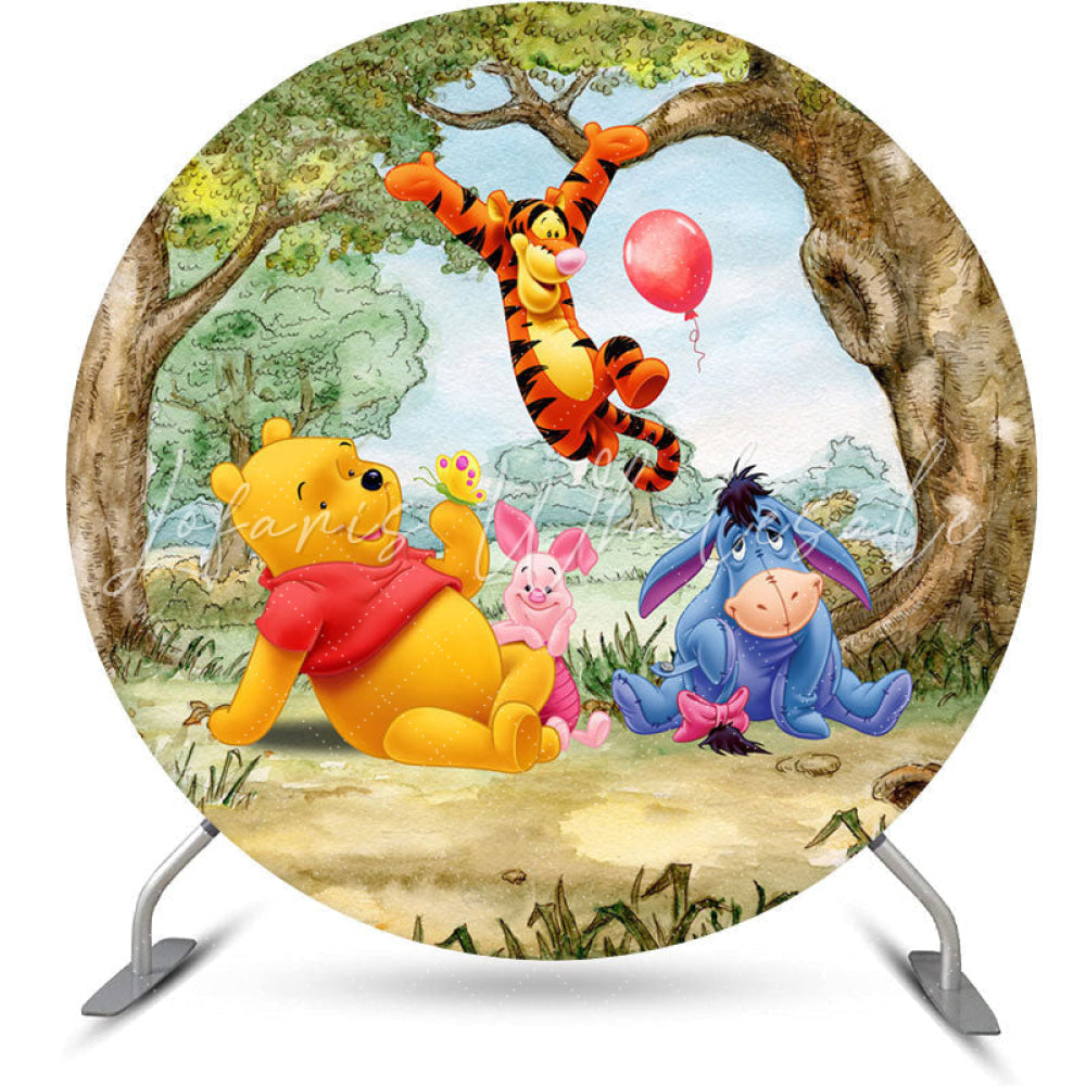 Lofaris Winnie The Pooh Cartoon Themed Circle Backdrop Kit
