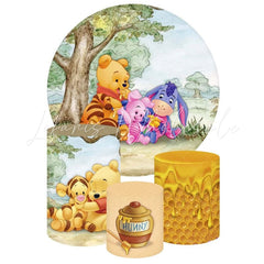 Winnie the Pooh Round Backdrop and Cylinder Kit for Events