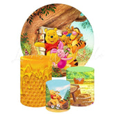 Winnie the Pooh Theme Round Backdrop and Cylinder Kit