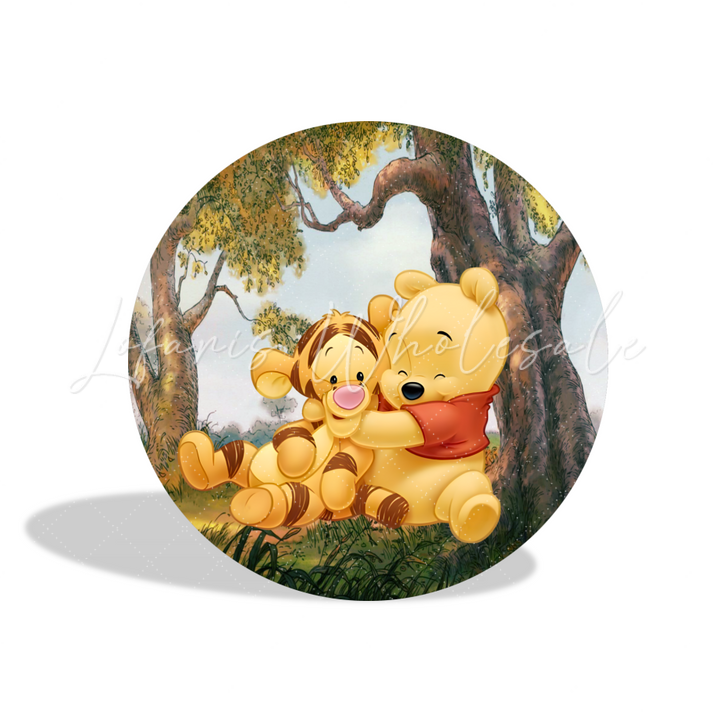 Winnie The Poor Birthday Party Round Backdrop Cover Plinth Cylinder Pedestal Cover