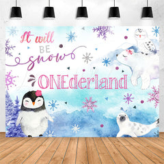 Lofaris Winter Animals Mountain 1St Birthday Backdrop For Girls