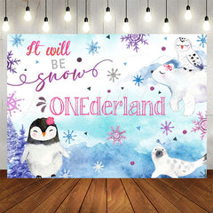 Lofaris Winter Animals Mountain 1St Birthday Backdrop For Girls