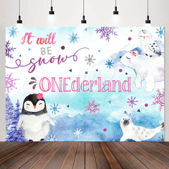 Lofaris Winter Animals Mountain 1St Birthday Backdrop For Girls
