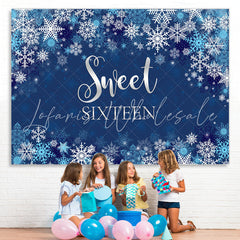 Lofaris Winter Blue Snowflake Boy Sweet Sixteen Birthday Backdrop