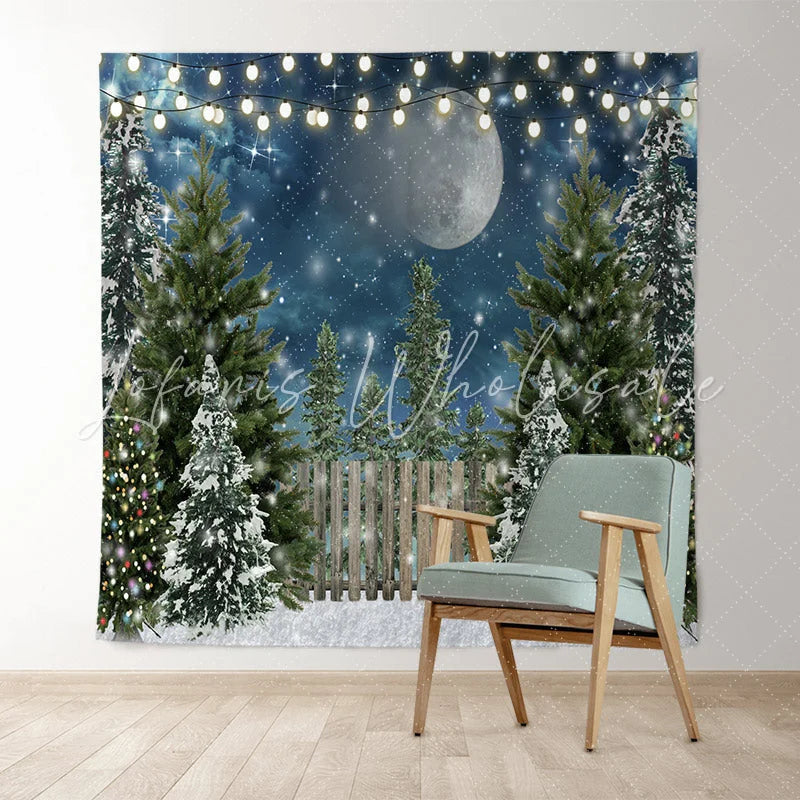 Lofaris Winter Christmas Tree Glitter Spot Photoshoot Backdrop for Kids