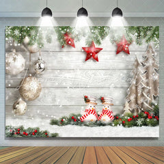 Lofaris Winter Christmas Tree Snow Wooden Decoration Photo Backdrops
