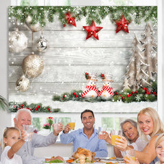 Lofaris Winter Christmas Tree Snow Wooden Decoration Photo Backdrops