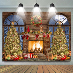 Lofaris Winter Night Closet Theme Merry Christmas Tree Backdrop