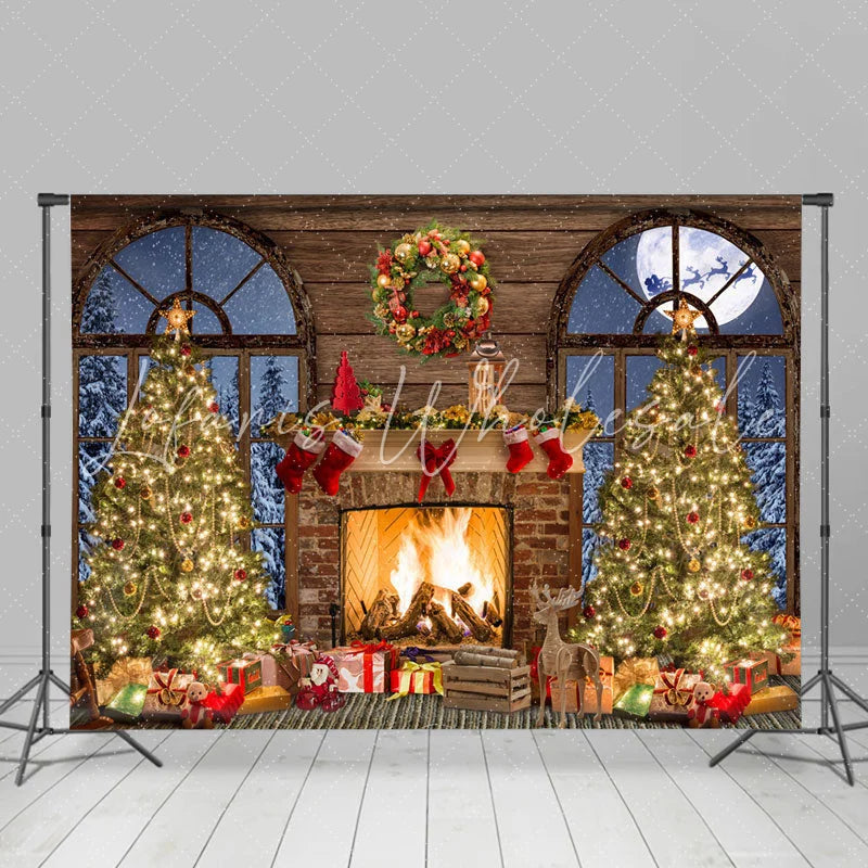 Lofaris Winter Night Closet Theme Merry Christmas Tree Backdrop