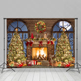 Lofaris Winter Night Closet Theme Merry Christmas Tree Backdrop