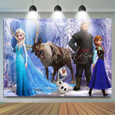 Winter Olaf Elk Cartoon Frozen Princess Birthday Backdrop For Girls