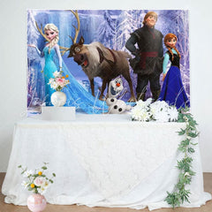 Winter Olaf Elk Cartoon Frozen Princess Birthday Backdrop For Girls