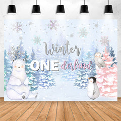 Lofaris Winter Onderlands Animals Forest 1St Birthday Backdrop