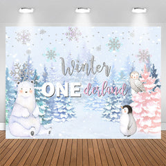 Lofaris Winter Onderlands Animals Forest 1St Birthday Backdrop