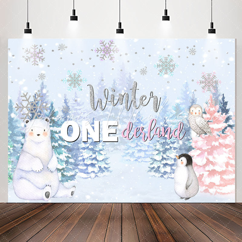 Lofaris Winter Onderlands Animals Forest 1St Birthday Backdrop