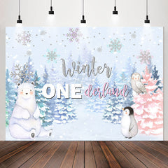 Lofaris Winter Onderlands Animals Forest 1St Birthday Backdrop