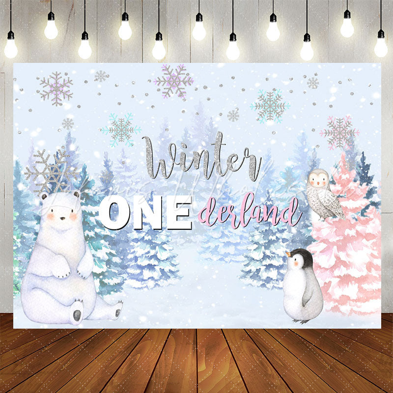 Lofaris Winter Onderlands Animals Forest 1St Birthday Backdrop