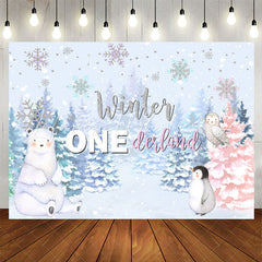 Lofaris Winter Onderlands Animals Forest 1St Birthday Backdrop