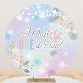 Lofaris Winter One Derland Colorful Round 1st Birthday Backdrop