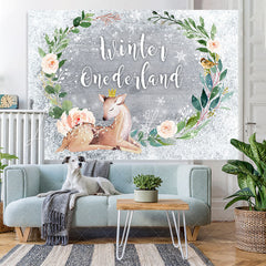 Lofaris Winter Onederland Baby Sika Deer 1St Birthday Backdrop