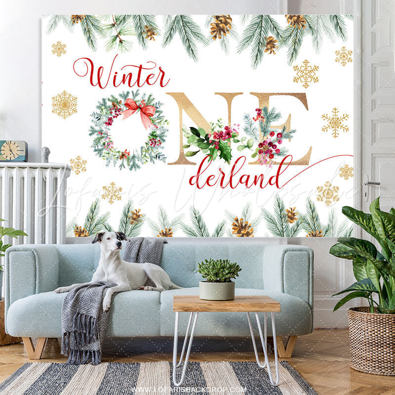 Lofaris Winter Onederland Christmas Happy Birthday Backdrop