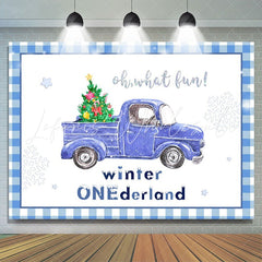 Lofaris Winter Onederland Snowflake Blue Car Backdrop for Baby Shower