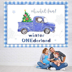 Lofaris Winter Onederland Snowflake Blue Car Backdrop for Baby Shower