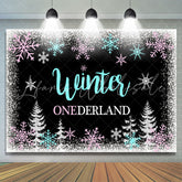 Lofaris Winter Onederland Snowflake Forest Backdrop for Birthday Party
