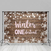 Lofaris Winter Onederland Snowflake Wood Girl Birthday Backdrop