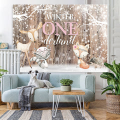 Lofaris Winter Onederland Snowflakes and Animals Birthday Backdrop