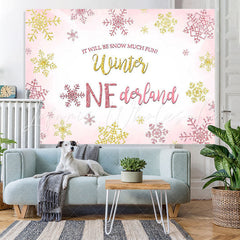 Lofaris Winter Pink Snowflake One-derland Photo Backdrop for Party
