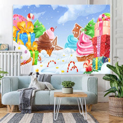 Lofaris Winter Snow Cartoon Cake Gift Backdrops for Birthday Baby Shower