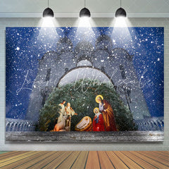 Lofaris Winter Snow Night Nativity Photo Christmas Backdrop