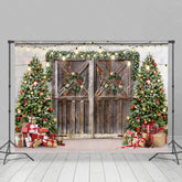 Lofaris Winter Tree Christmas Wood Door Backdrop for Photoshoot Decoration