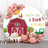 Lofaris With An Oink A Moo Cute Farm Animals Round Backdrop