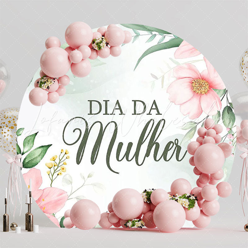 Womens Day Green Round Backdrop for Special Event