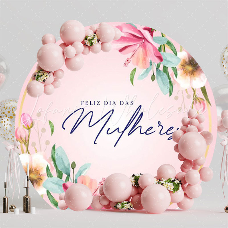 Womens Day Pink Round Backdrop for Inspiring Event