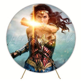 Wonder Woman Round Backdrop For Superhero Kids Celebration