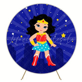 Wonder Woman Round Backdrop For Superhero Kids Party Fun