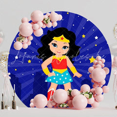 Wonder Woman Round Backdrop For Superhero Kids Party Fun