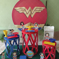 Lofaris Wonder Woman Themed Circle Happy Birthday Backdrop