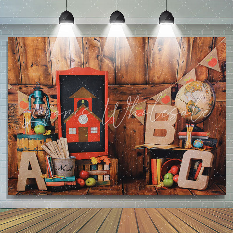 Lofaris Wood Back To School Backdrop for Children Photo Booth