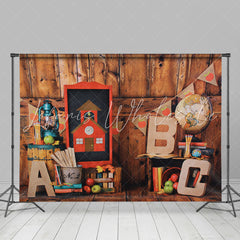 Lofaris Wood Back To School Backdrop for Children Photo Booth
