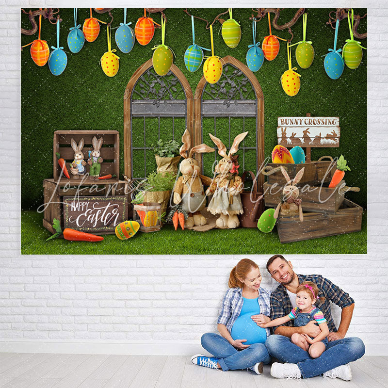 Lofaris Wood Box And Bunny Cute Baby Shower Backdrop