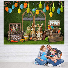 Lofaris Wood Box And Bunny Cute Baby Shower Backdrop